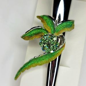 Hair Clip Silver Rhinestones Floral NWT